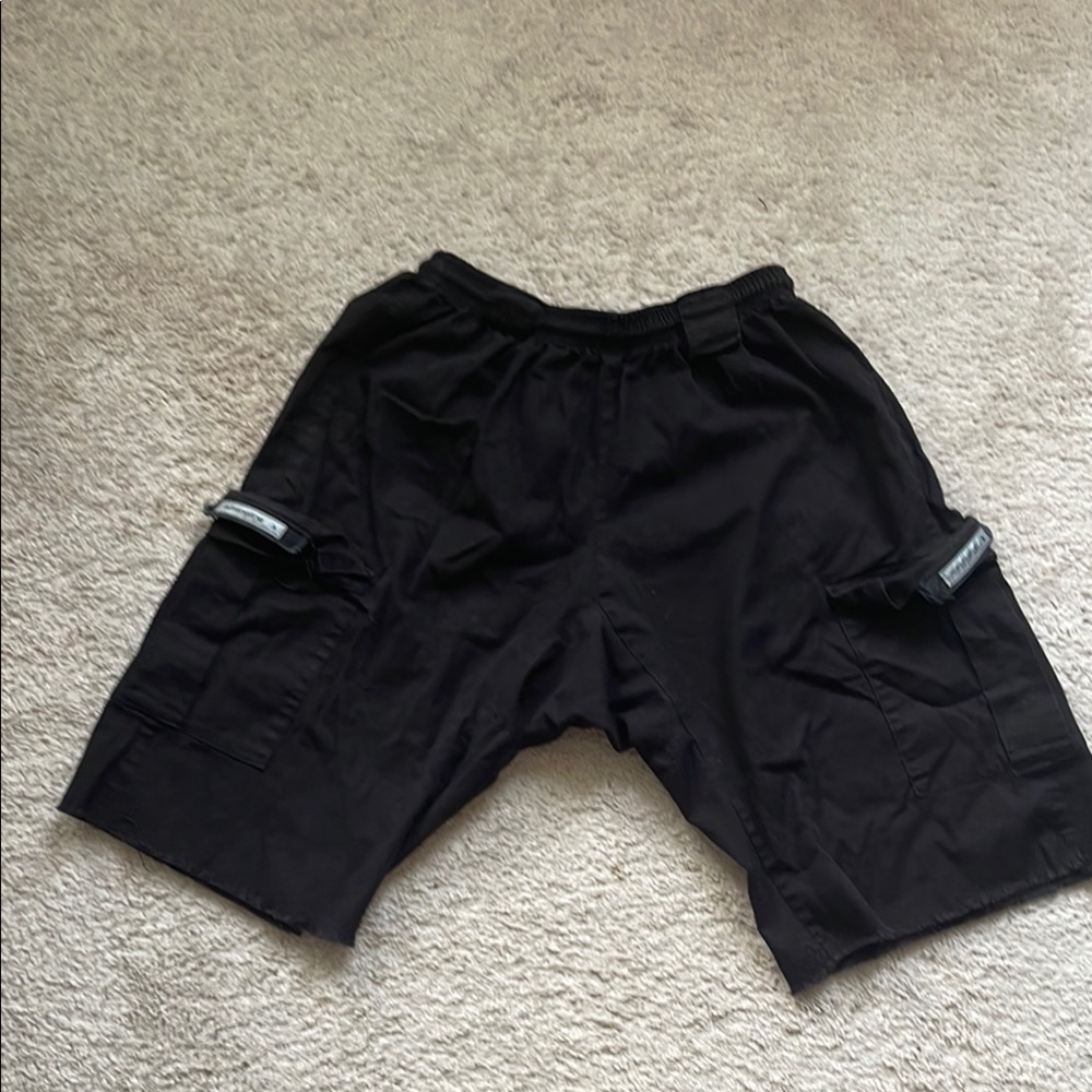 Black Cargo Shorts with Elastic Waistband